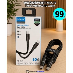 60W ÖRGÜLÜ FAST TYPE CTO TYPE C USB (PLO-TD CA88)