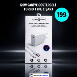 120W SANİYE GÖSTERGELİ TURBO TYPE C ŞARJ 