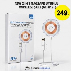 15W 2 İN 1 MAGSAFE UYUMLU WİRELESS ŞARJ STAND (AC-W 2)