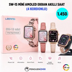 SW-15 MİNİ AMOLED EKRAN AKILLI SAAT (4 KORDONLU)