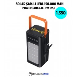 SOLAR ŞARJLI LEDLİ 50.000 MAH POWERBANK (AC-PW 125)