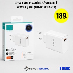 67W TYPE C SANİYE GÖSTERGELİ POWER ŞARJ (HD-TC Mİ11A67T)