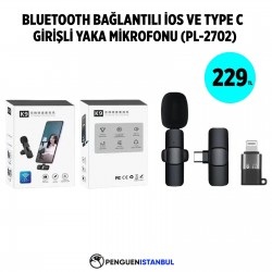 BLUETOOTH BAĞLANTILI İOS VE TYPE C GİRİŞLİ YAKA MİKROFON (2702)
