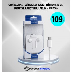 ORJİNAL KALİTESİNDE TAK ÇALIŞTIR İPH VE ÜSTÜ KULAKLIK (SM-200)