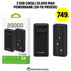 3 USB ÇIKIŞLI 20.000 MAH POWERBANK (SH-YK PB5050)