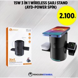 15W 3 İN 1 WİRELESS ŞARJ STAND (AYD-POWER SPİN)