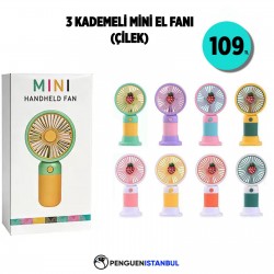 3 KADEMELİ MİNİ  EL FANI  (ÇİLEK)