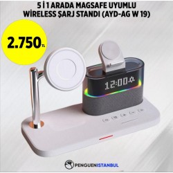 5 İ 1 ARADA MAGSAFE UYUMLU WİRELESS ŞARJ STANDI (AYD-AG W 19)