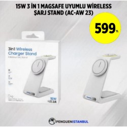 15W 3 İN 1 MAGSAFE UYUMLU WİRELESS ŞARJ STAND (AC-AW 23)