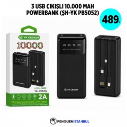 3 USB ÇIKIŞLI 10.000 MAH POWERBANK (ŞH-YK PB5052)