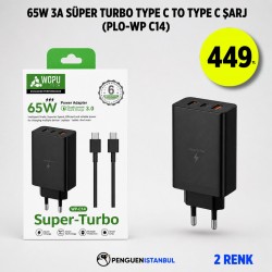 65W 3A SÜPER TURBO TYPE C TO TYPE C ŞARJ (PLO-WP C14)