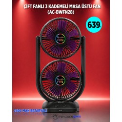 ÇİFT FANLI 3 KADEMELİ MASA MASA ÜSTÜ FAN (AC-BWFN28)