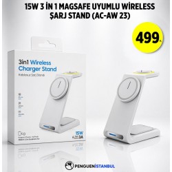 15W 3 İN 1 MAGSAFE UYUMLU WİRELESS ŞARJ STAND (AC-AW 23)