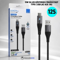 15W 3A LED GÖSTERGELİ ÖRGÜLÜ FAST TYPE C USB (AZ-ACK 99)