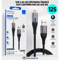 12W 2.4A LED GÖSTERGELİ ÖRGÜLÜ FAST LİGHTNİNG USB (AC-ACK 98 )
