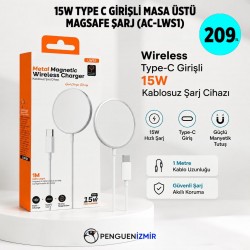 15W TYPE C GİRİŞLİ MASA ÜSTÜ MAGSAFE ŞARJ (AC-LWS1)