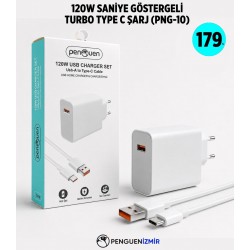 120W SANİYE GÖSTERGELİ TURBO TYPE C ŞARj (PNG-10)