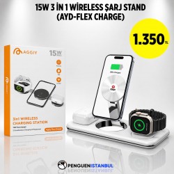 15W 3 İN 1 WİRELESS ŞARJ STAND (AYD-FLEX CHARGE)