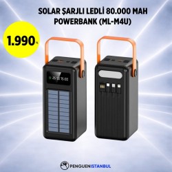SOLAR ŞARJLI LEDLİ 80.000 MAH POWERBANK (ML-M4U)
