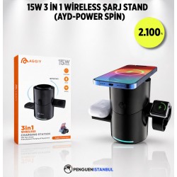 15W 3 İN 1 WİRELESS ŞARJ STAND (AYD-POWER SPİN)
