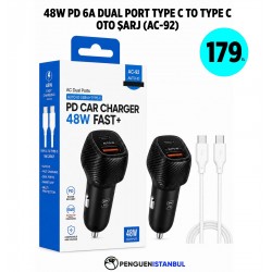 48W PD 6A DUAL PORT TYPE C TO TYPE C OTO CHARGER (AC-92)