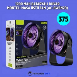 1200W MAH BATARYALI DUVAR MONTELİ MASA ÜSTÜ FAN (AC-BWFN29)