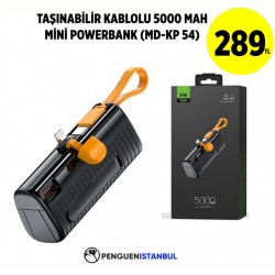 TAŞINABİLİR KABLOLU 5000 MAH MİNİ POWERBANK (MD-KP 54)