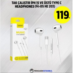 TAK ÇALIŞTIR İPH 15 VE ÜSTÜ TYPE C HEADPHONES (GL-DS HE 203)