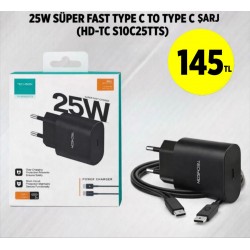 25W SÜPER FAST TYPE C TO TYPE ŞARJ (HD-TC S10C25TTS)