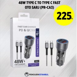 48W TYPE C TO TYPE C FAST OTO ŞARJ (PR-CA3)