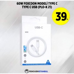 60W FOXCOON MODELİ TYPE C TO TYPE C USB (PLO-K 21)