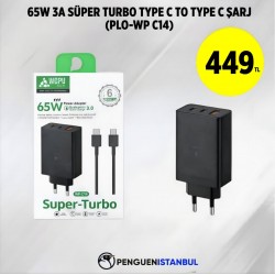 65W 3A SÜPER TURBO TYPE C TO TYPE C ŞARJ (PLO-WP C14)