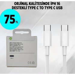 ORJİNAL KALİTESİNDE 2M İPH 16 DESTEKLİ TYPE C TO TYPE C USB 