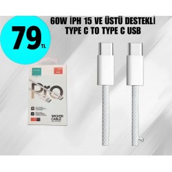 60W İPH 15 VE ÜSTÜ DESTEKLİ TYPE C TO TYPE C USB 