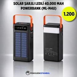 SOLAR ŞARJLI LEDLİ 40.000 MAH POWERBANK (ML-M4U)