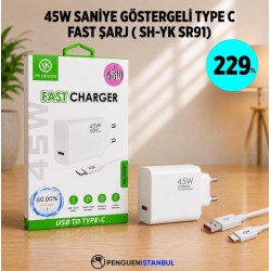 45W SANİYE GÖSTERGELİ TYPE C FAST ŞARJ (SH-YK SR91)