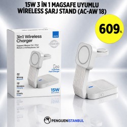 15W 3 İN 1 MAGSAFE UYUMLU WİRELESS ŞARJ STAND (AC-AW 18)