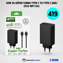 65W 3A SÜPER TURBO TYPE C TO TYPE ŞARJ (PLO-WP C14)