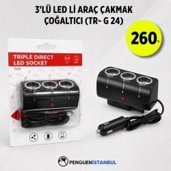 3'LÜ LED Lİ ARAÇ ÇAKMAK ÇOĞALTICI (TR-G 24)