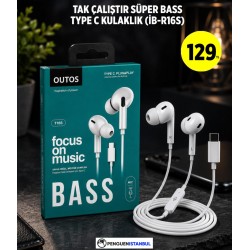 TAK ÇALIŞTIR SÜPER BASS TYPE C KULAKLIK (İB-R16S)