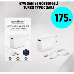 67W SANİYE GÖSTERGELİ TURBO TYPE C ŞARJ 