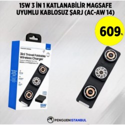 15W 3 İN 1 KATLANABİLİR MAGSAFE UYUMLU KABLOSUZ ŞARJ (AC-AW 14)