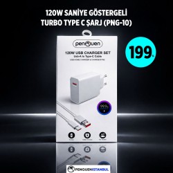 120W SANİYE GÖSTERGELİ TURBO TYPE C ŞARj (PNG-10)