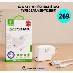 67W SANİYE GÖSTERGELİ FAST TYPE C ŞARJ (SH-YK SR67)