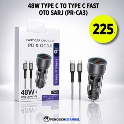 48W TYPE C TO TYPE C FAST OTO ŞARJ (PR-CA3)