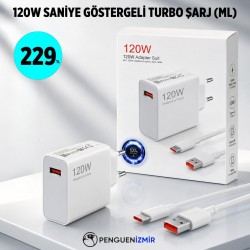 120W SANİYE GÖSTERGELİ TURBO TYPE C ŞARJ (ML)