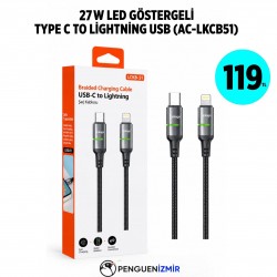 27W LED GÖSTERGELİ TYPE C TO LİGHTNİNG USB (AC-LKB51)