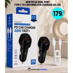 48W PD 6A DUAL PORT TYPE C TO LİGHTNİNG OTO CHARGER (AC-93)