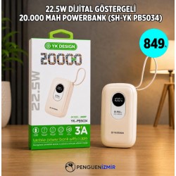 22,5W DİJİTAL GÖSTERGELİ 20.000 MAH POWERBANK (SH-YK PB5034)